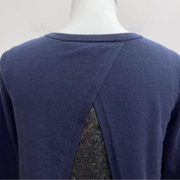 BODEN Navy Blue Merino Wool Open Wrap Lila Sequin Back Jumper Sweater Small - Picture 7 of 10